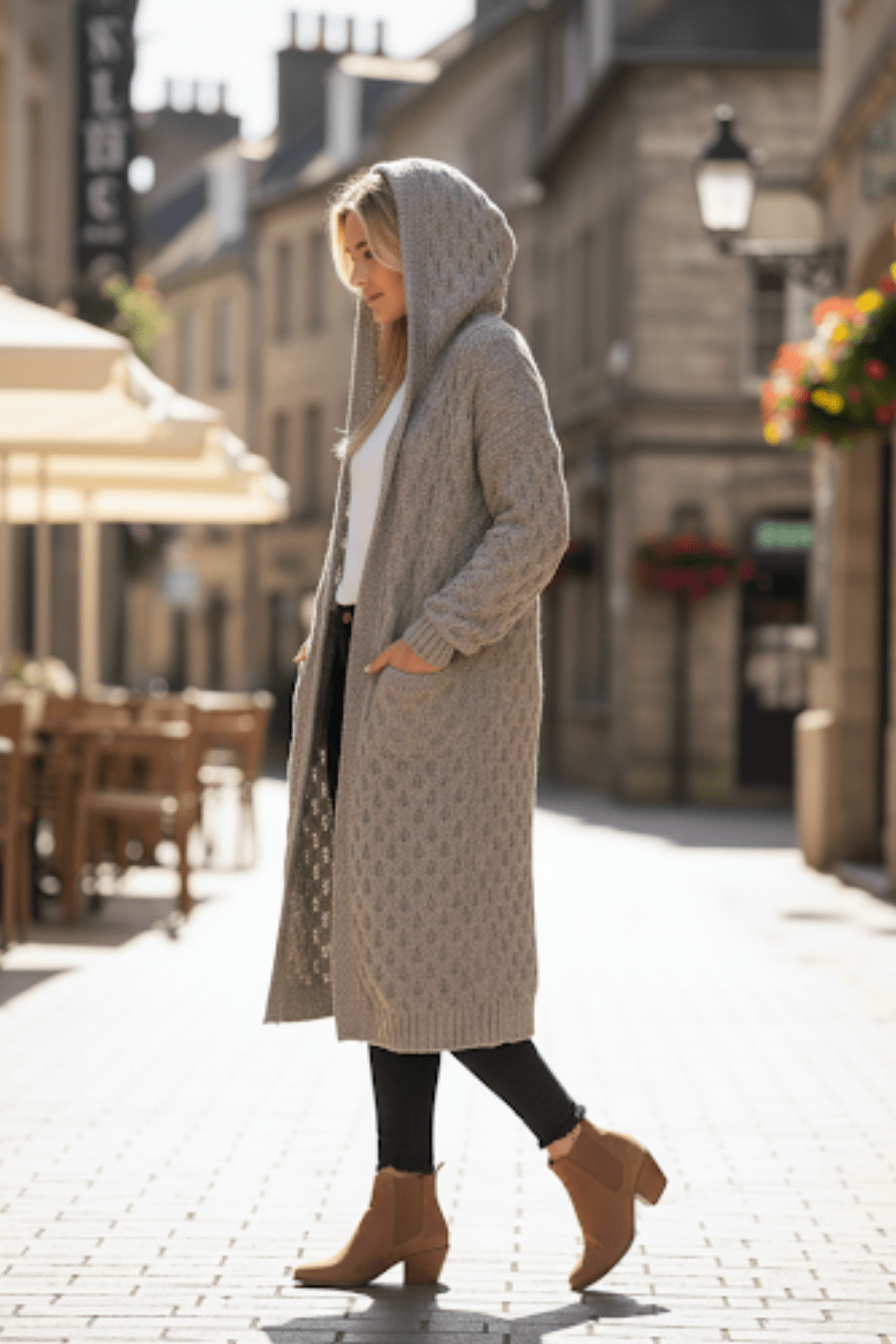 Manteau-cardigan à capuche en grosse maille - un cocon de douceur et de style - MAX FOR ME MAX FOR ME