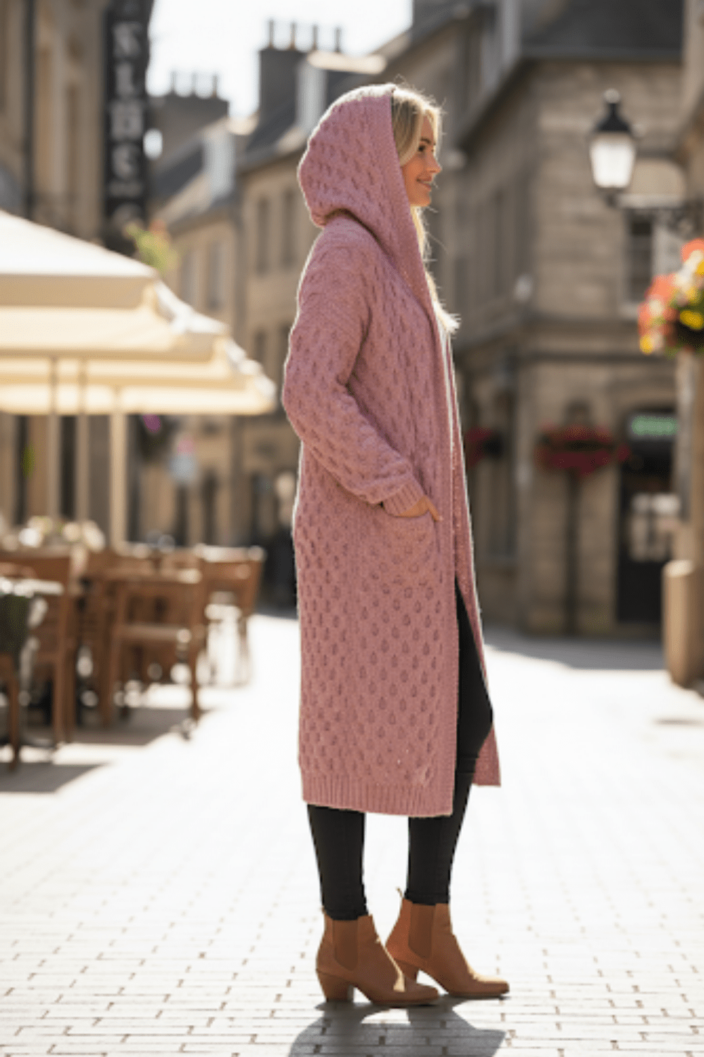 Manteau-cardigan à capuche en grosse maille - un cocon de douceur et de style - MAX FOR ME MAX FOR ME