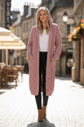 Manteau-cardigan à capuche en grosse maille - un cocon de douceur et de style - MAX FOR ME Rose / S MAX FOR ME