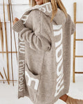 Manteau en maille à capuche - chaleur et style graphique - MAX FOR ME Beige / S MAX FOR ME