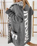 Manteau en maille à capuche - chaleur et style graphique - MAX FOR ME Gris / S MAX FOR ME