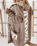 Manteau en maille à capuche - chaleur et style graphique - MAX FOR ME MAX FOR ME