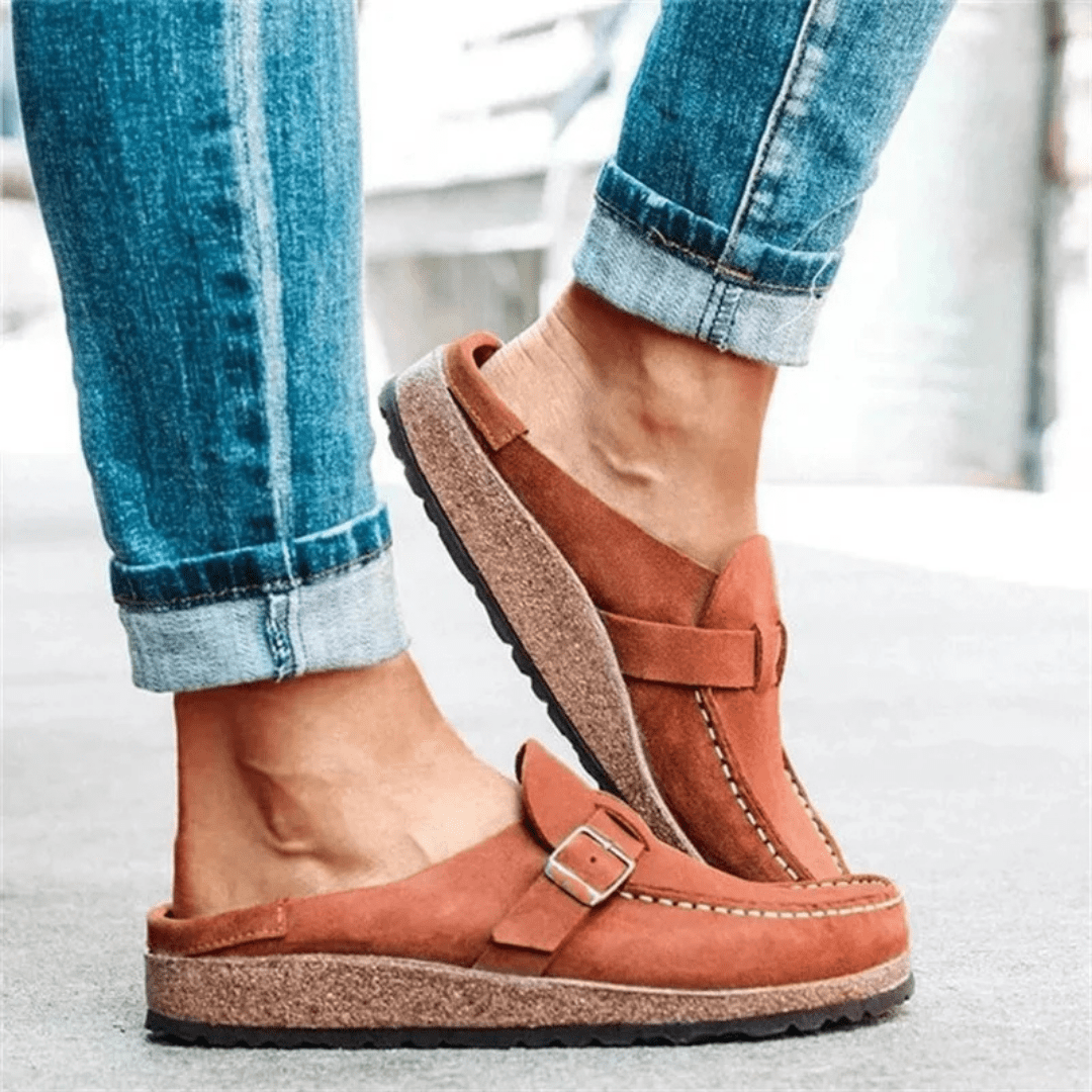 Mason | Sandales de coin à orteils fermées pour femmes - Chaussures d'été de sangle de boucle vintage Beige / 35 MAX FOR ME