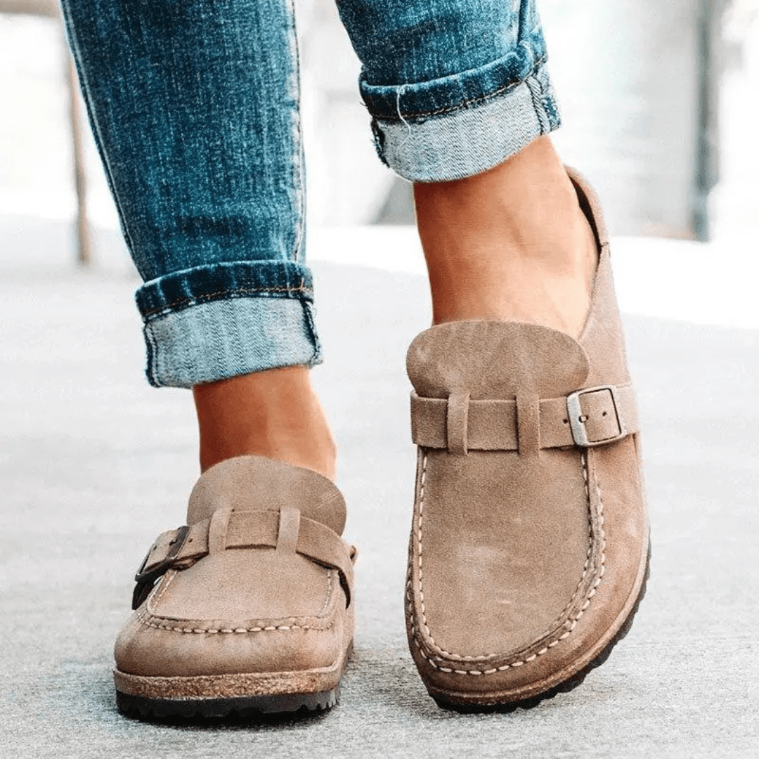Mason | Sandales de coin à orteils fermées pour femmes - Chaussures d'été de sangle de boucle vintage Beige / 35 MAX FOR ME