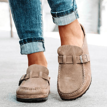 Mason | Sandales de coin à orteils fermées pour femmes - Chaussures d'été de sangle de boucle vintage Beige / 35 MAX FOR ME