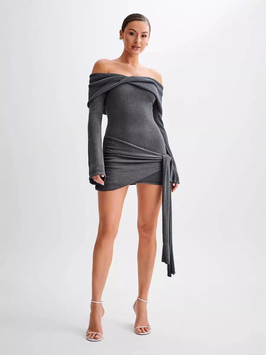 Mini-robe à manches longues évasées, Hors l'épaule MAX FOR ME