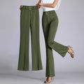 Pantalon évasé à fente avant - une silhouette moderne et élancée - MAX FOR ME Vert doux / XS MAX FOR ME