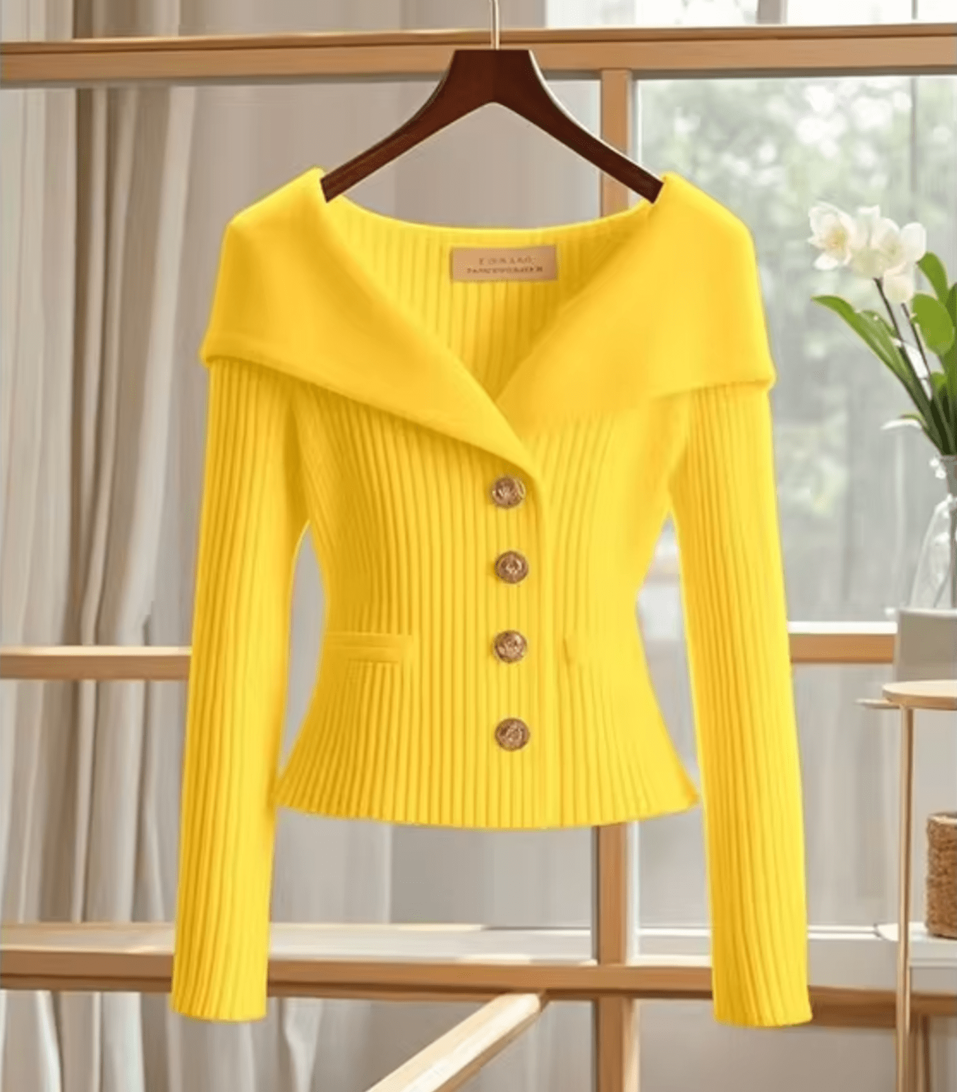 Pull cardigan maille fine femme ajusté silhouette moderne MAX FOR ME Jaune / S MAX FOR ME