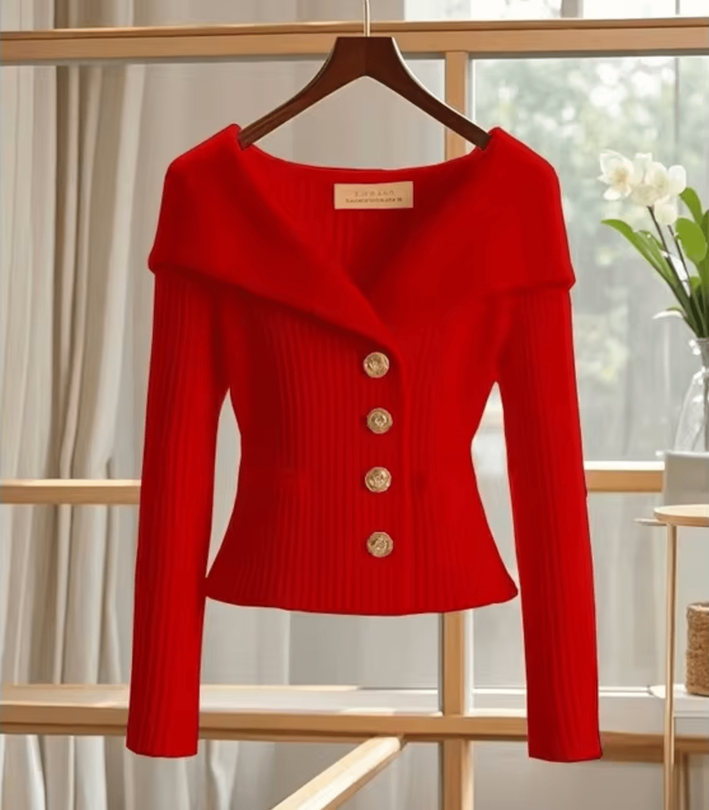 Pull cardigan maille fine femme ajusté silhouette moderne MAX FOR ME Rouge fleur / S MAX FOR ME