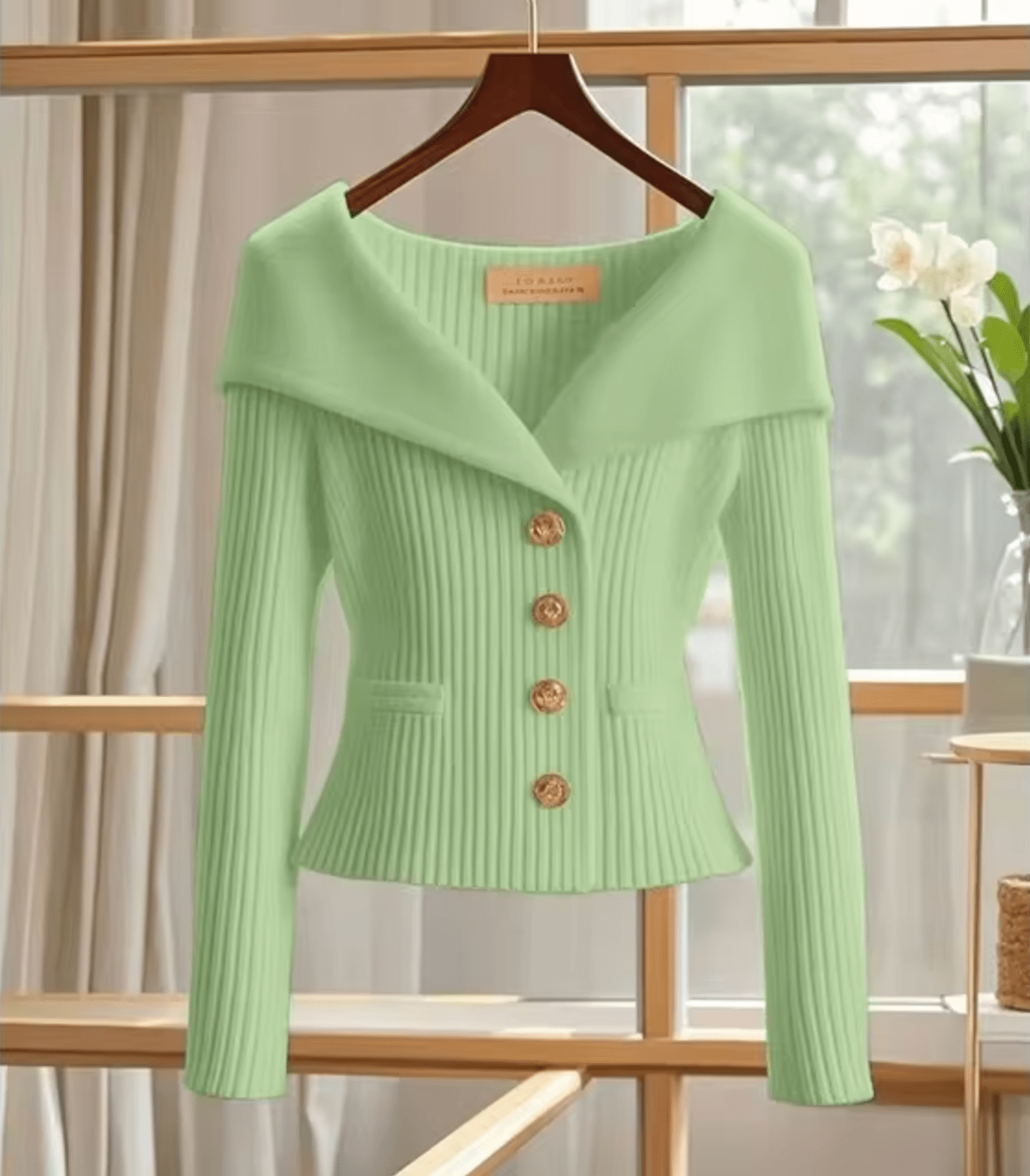 Pull cardigan maille fine femme ajusté silhouette moderne MAX FOR ME Vert Doré / S MAX FOR ME