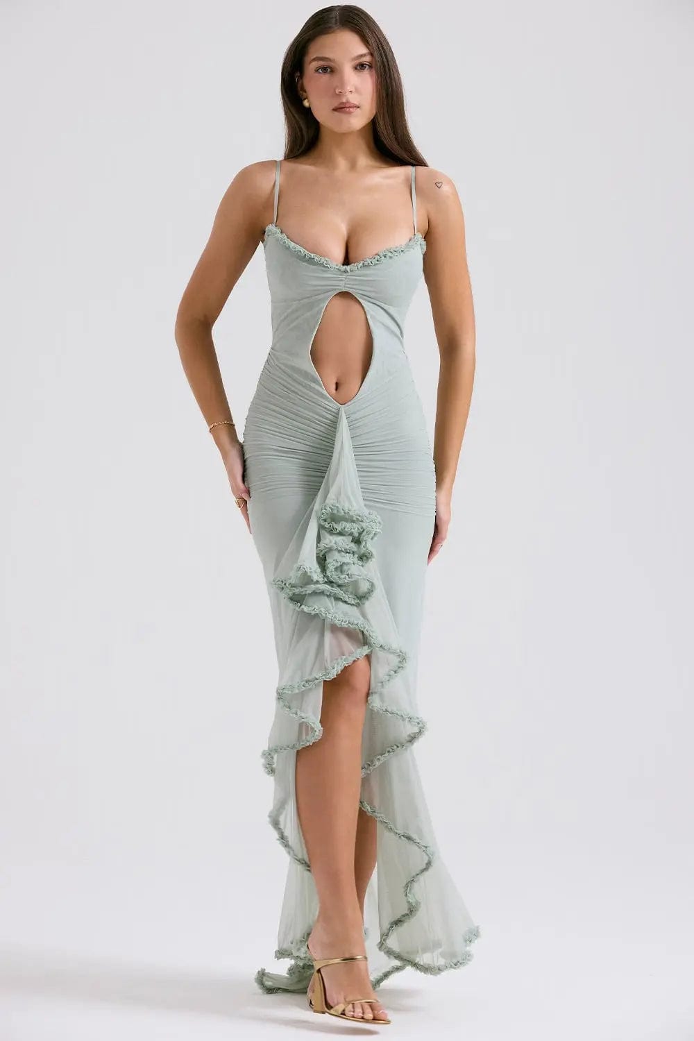 MAX for ME 34/36 / Vert Clair Robe Clara sans manches Elégante et Sexy