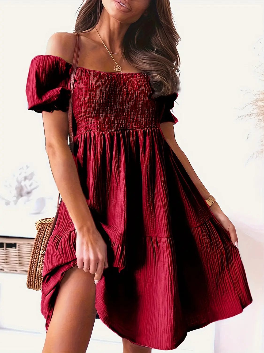 Robe courte épaules dénudées – coupe fluide et style bohème estival MAX FOR ME