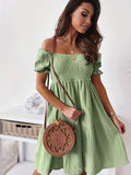 Robe courte épaules dénudées – coupe fluide et style bohème estival MAX FOR ME