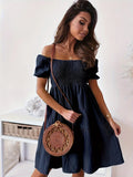 Robe courte épaules dénudées – coupe fluide et style bohème estival Noir / S MAX FOR ME