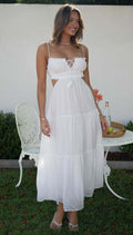 Robe d'Été Midi Cami à Bretelles Fines – Légèreté & Fraîcheur Saisonnière Blanc / S MAX FOR ME