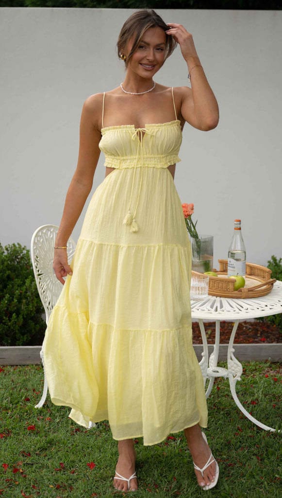 Robe d'Été Midi Cami à Bretelles Fines – Légèreté & Fraîcheur Saisonnière Jaune clair / S MAX FOR ME