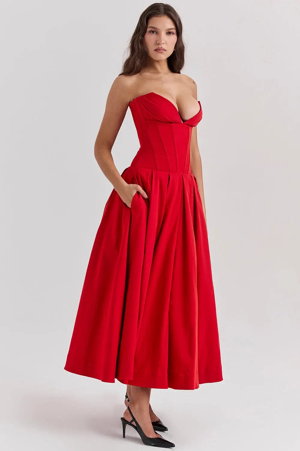 MAX for ME Robe Daphne avec Corsage Structuré et Jupe Volumineuse