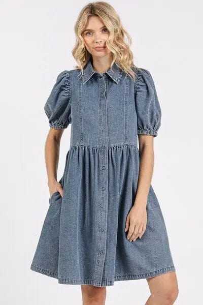 Robe en jean à manches bouffantes - un style chic et décontracté - MAX FOR ME Denim / S MAX FOR ME