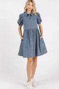Robe en jean à manches bouffantes - un style chic et décontracté - MAX FOR ME MAX FOR ME