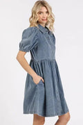 Robe en jean à manches bouffantes - un style chic et décontracté - MAX FOR ME MAX FOR ME