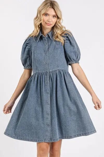 Robe en jean à manches bouffantes - un style chic et décontracté - MAX FOR ME MAX FOR ME