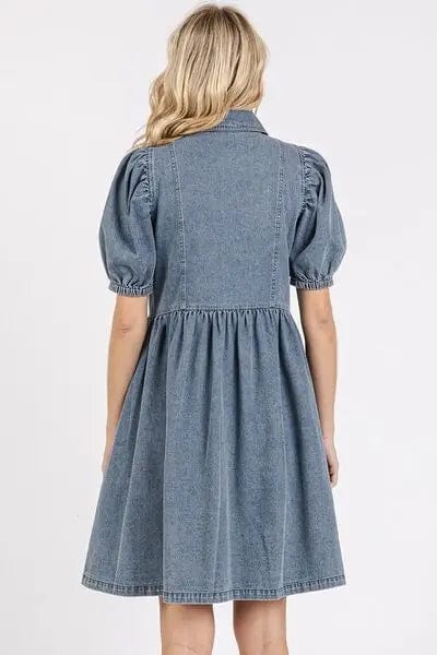Robe en jean à manches bouffantes - un style chic et décontracté - MAX FOR ME Denim / S MAX FOR ME