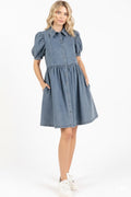 Robe en jean à manches bouffantes - un style chic et décontracté - MAX FOR ME MAX FOR ME
