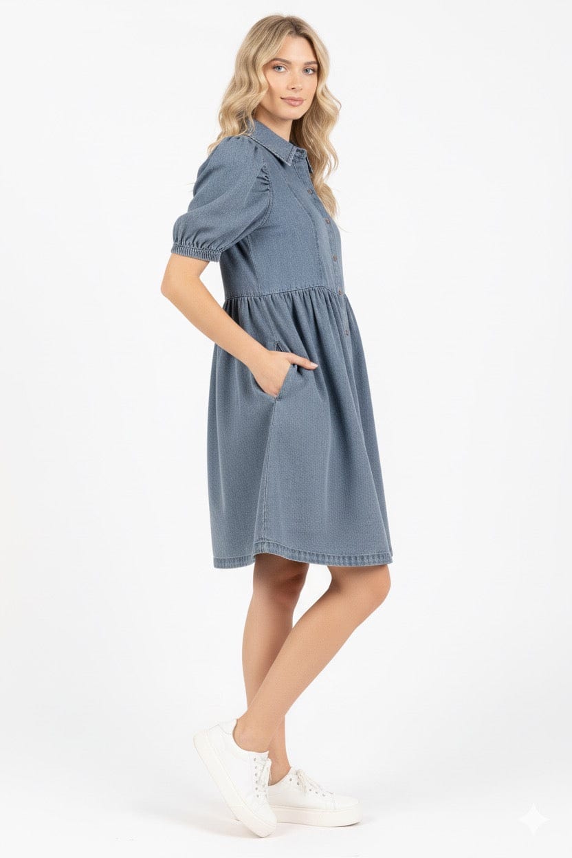 Robe en jean à manches bouffantes - un style chic et décontracté - MAX FOR ME MAX FOR ME