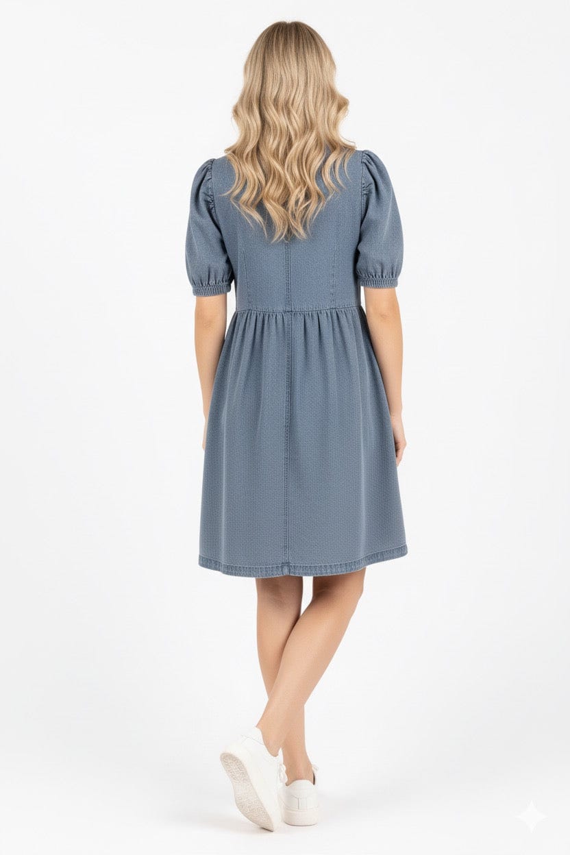 Robe en jean à manches bouffantes - un style chic et décontracté - MAX FOR ME MAX FOR ME