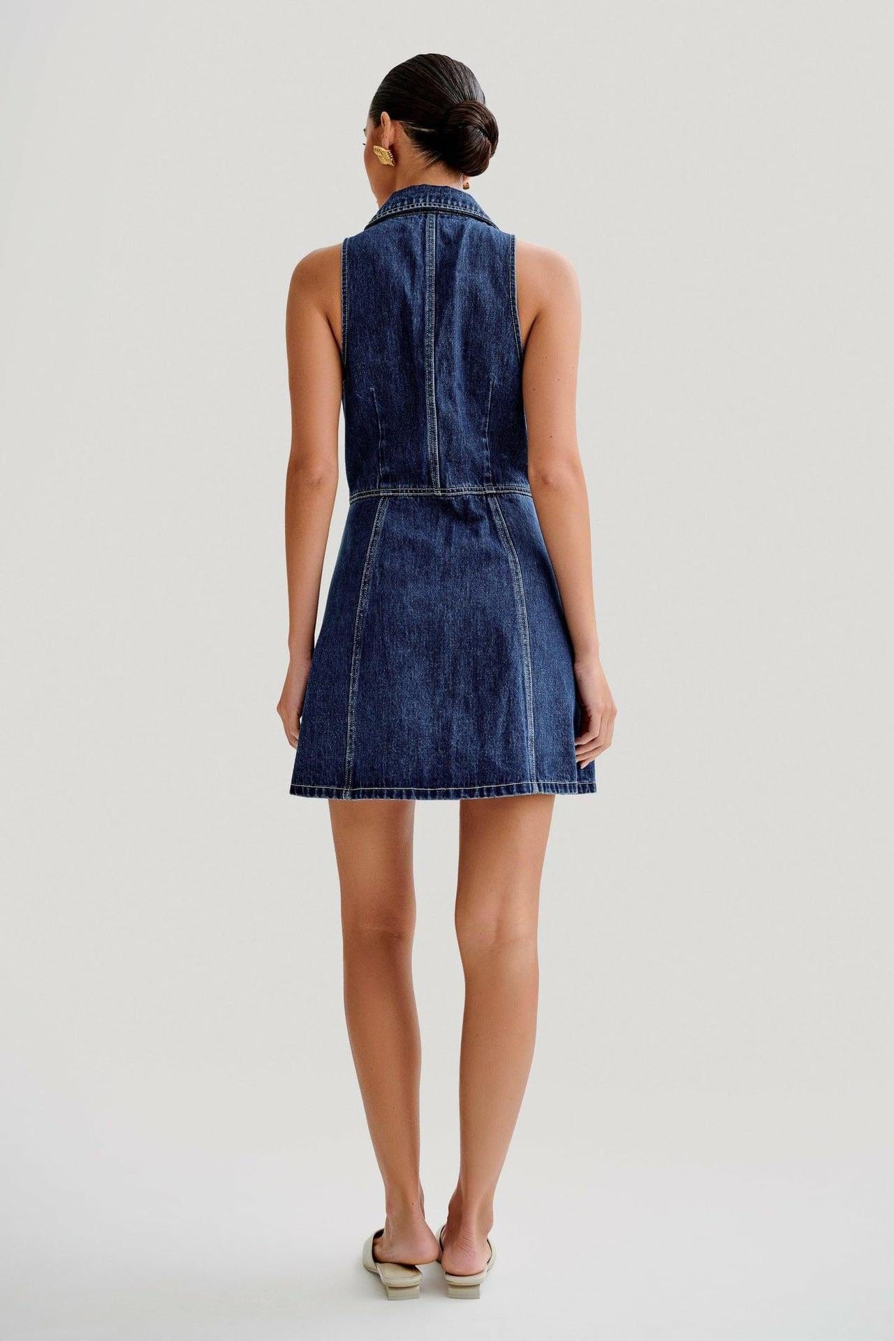Robe en Jean Sans Manches pour Femmes – Boutonnage Central MAX FOR ME