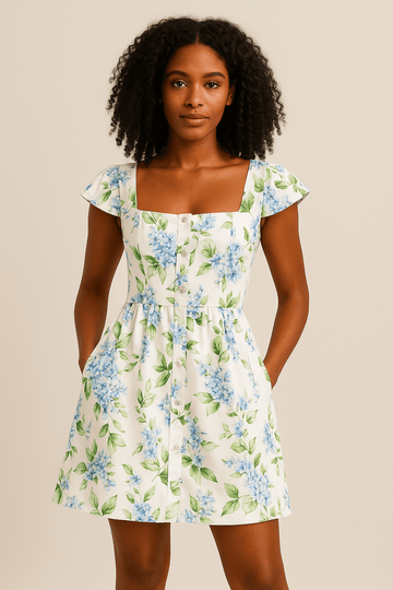 Robe Femme Mini Blanche Imprimé Floral MAX FOR ME
