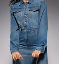 Robe jean longue femme manches longues décontractée - polyvalent jour soir - MAX FOR ME MAX for ME