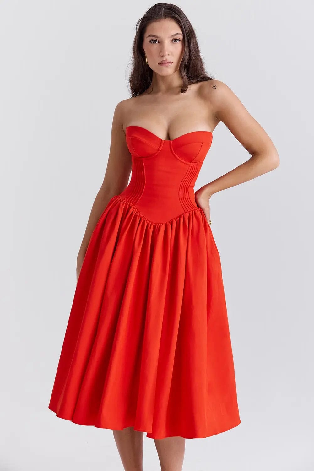 MAX for ME Robe Lilas en twill doux avec jupe volumineuse