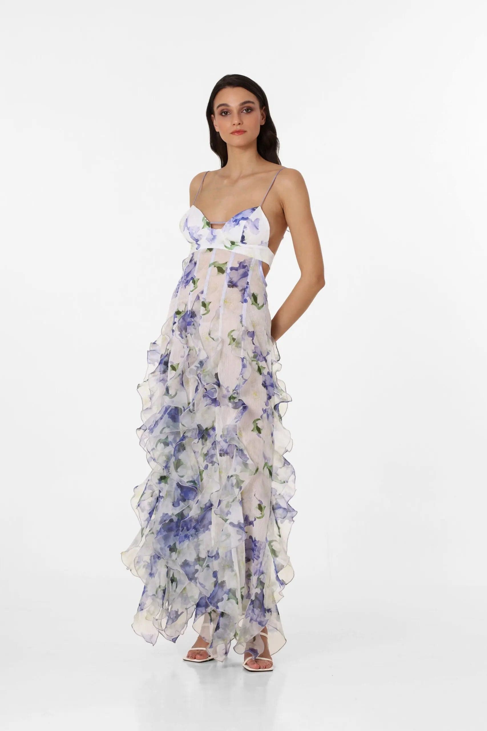 MAX for ME Robe longue Ella en georgette légère avec volants