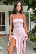 Robe longue Léa en georgette – fluidité sensuelle et détails raffinés MAX for ME