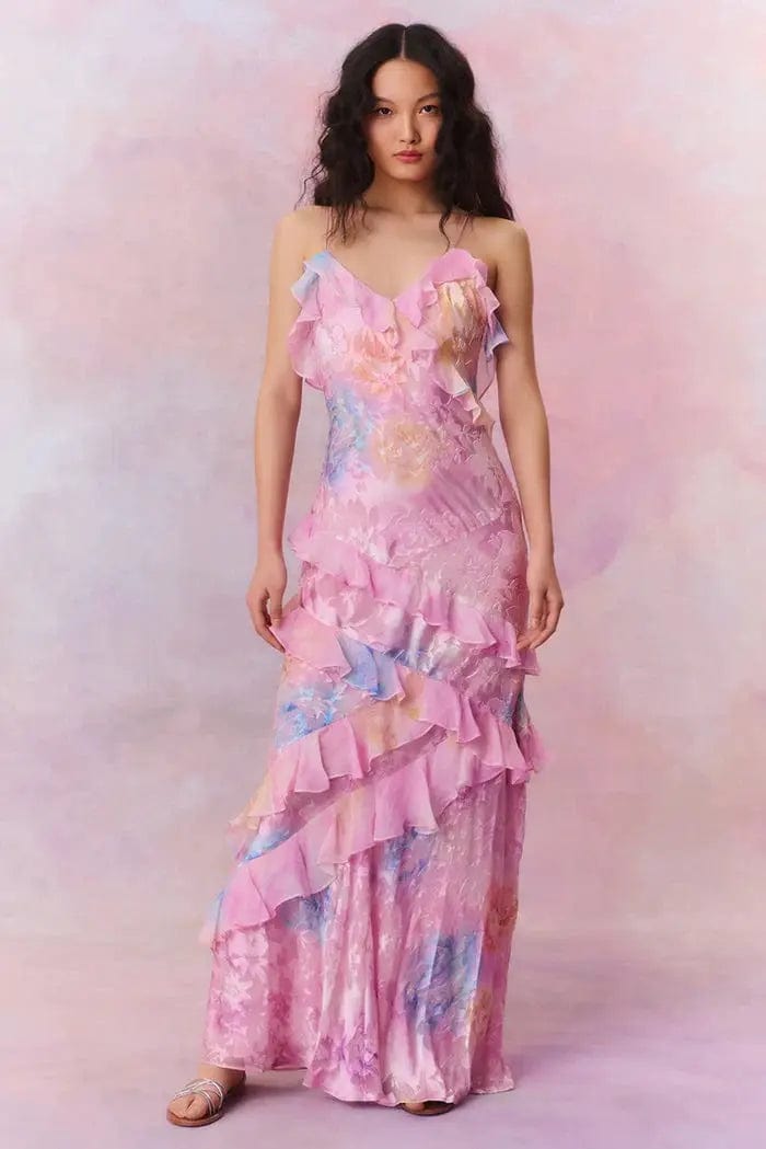 MAX for ME Robe longue Maya avec volants asymétriques