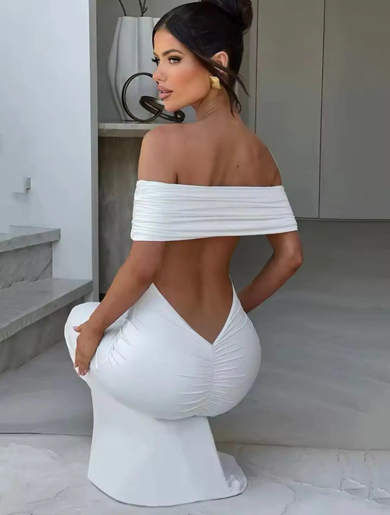 MAX for ME Robe longue sans bretelle - Dos nu en V