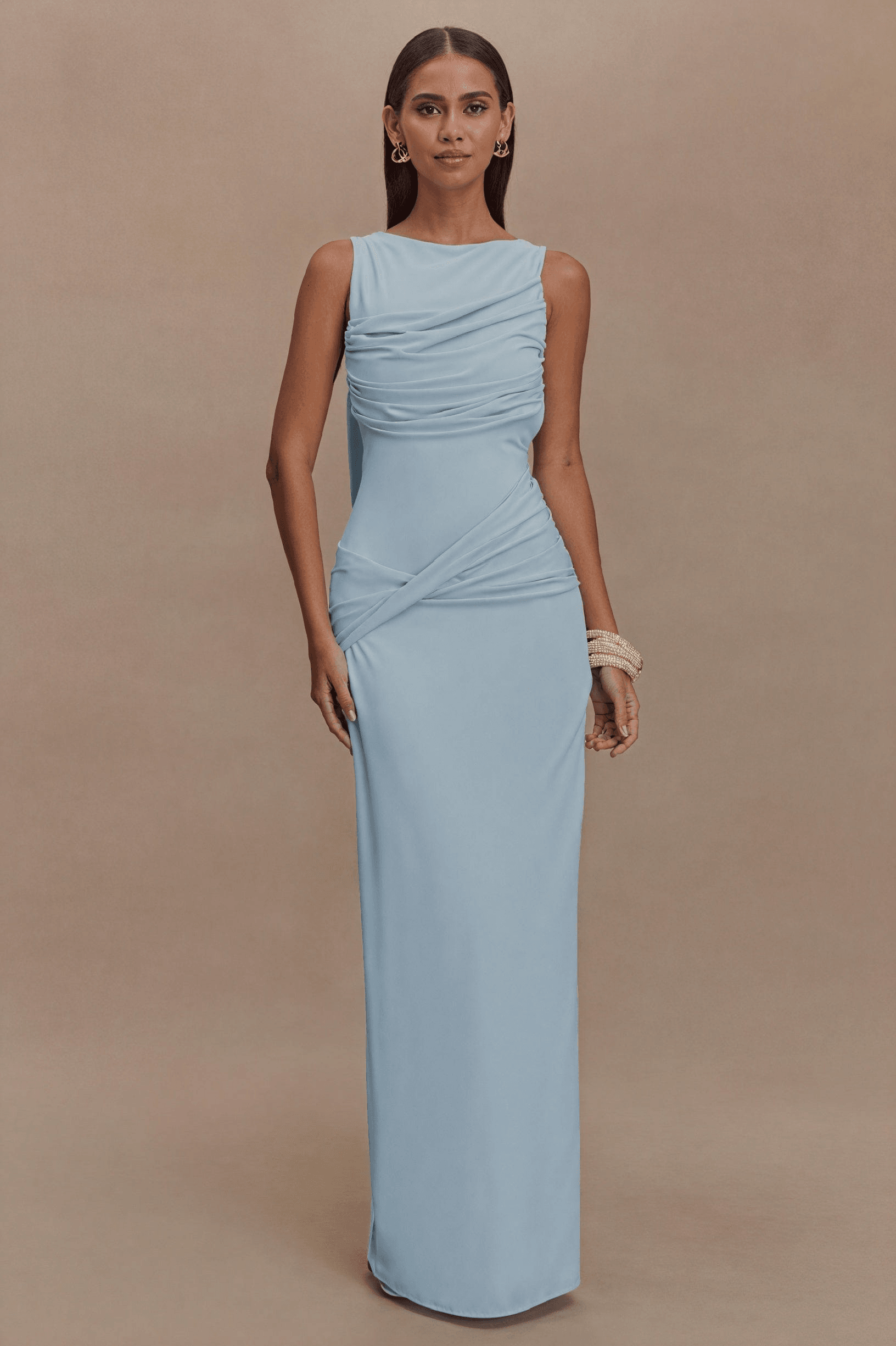 Robe longue silhouette – Fente élégante & dos drapé MAX FOR ME