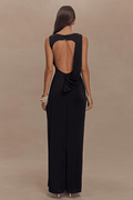 Robe longue silhouette – Fente élégante & dos drapé MAX FOR ME