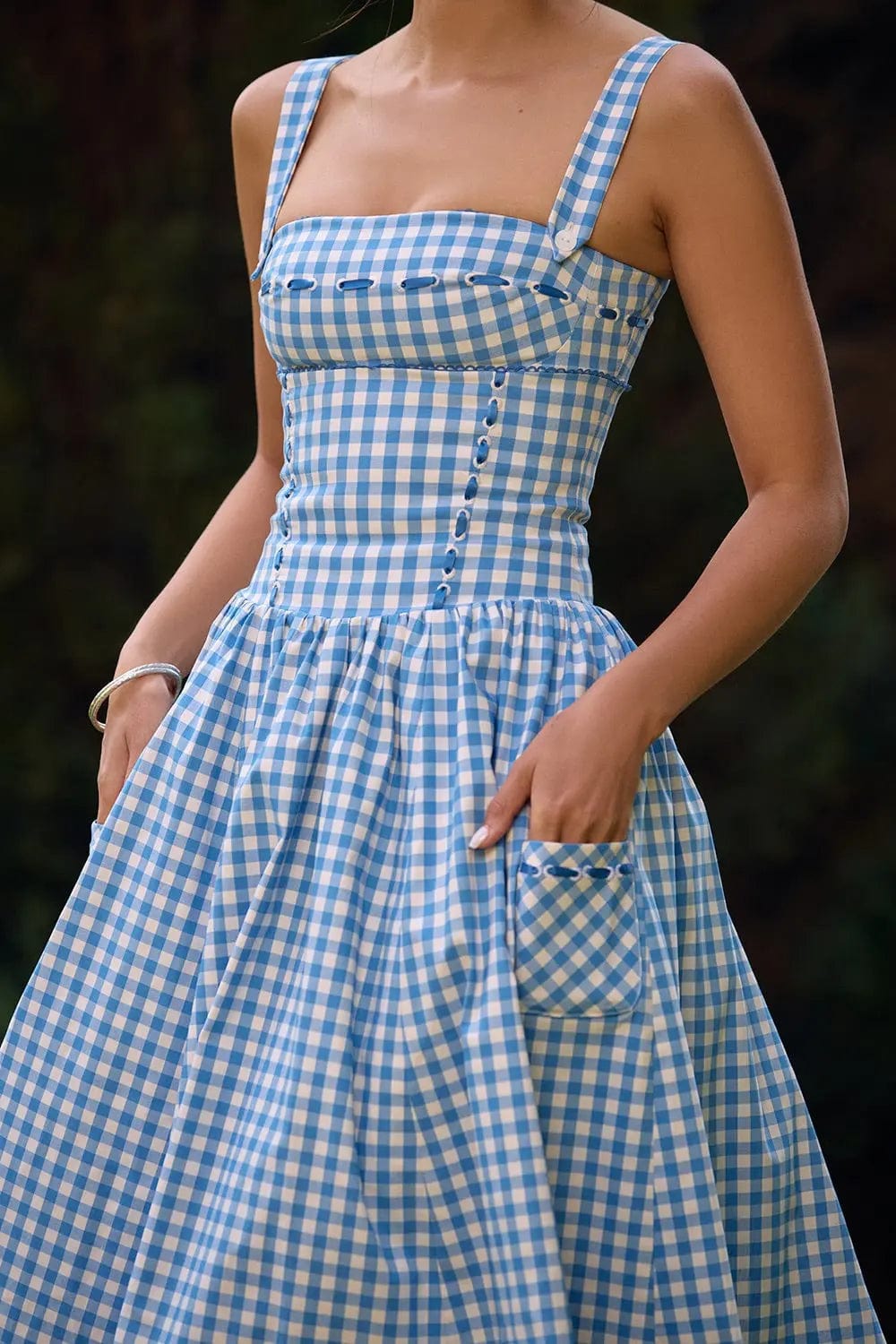 MAX for ME Robe "Margaux" en Vichy avec Détails Ruban et Poches