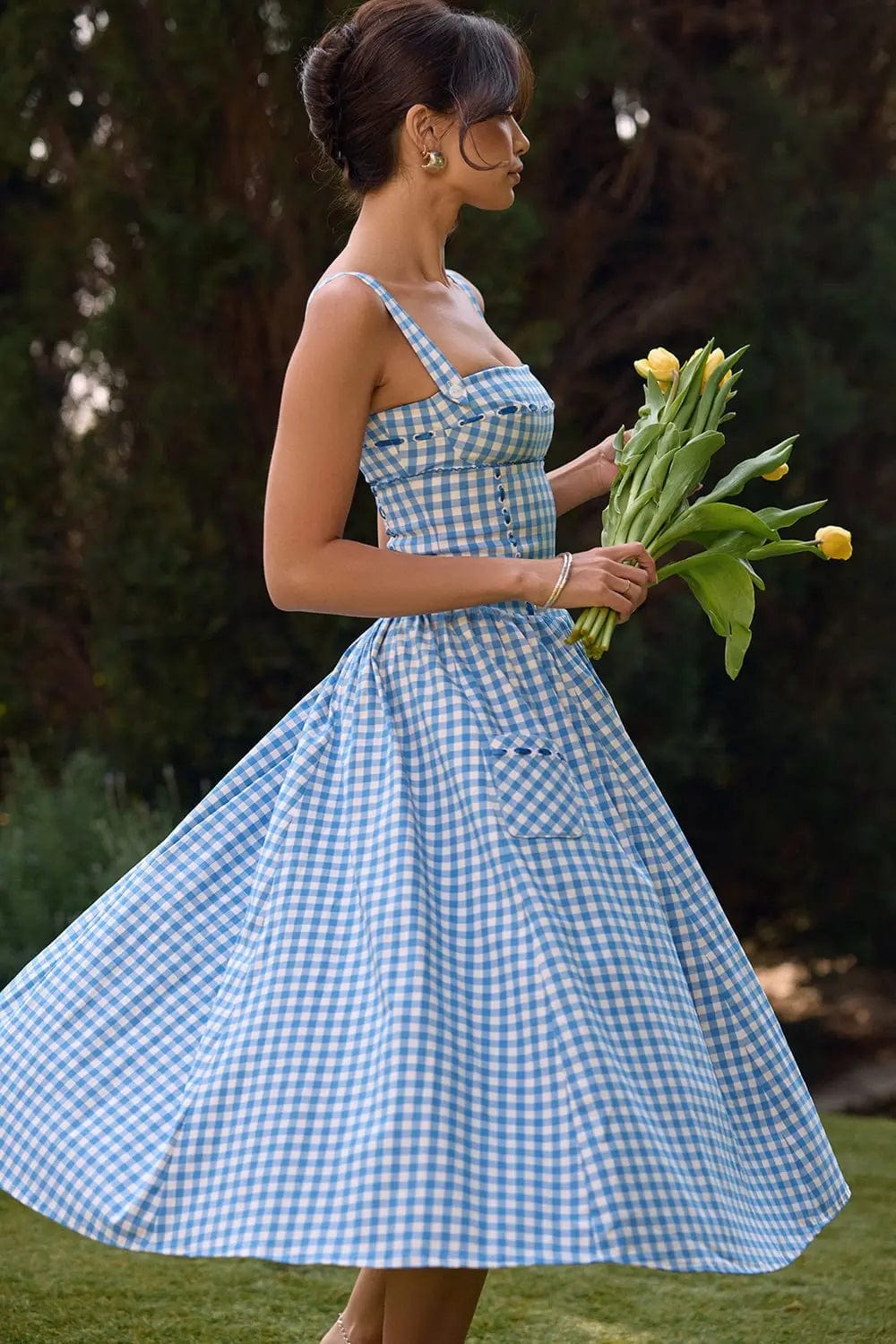 MAX for ME Robe "Margaux" en Vichy avec Détails Ruban et Poches