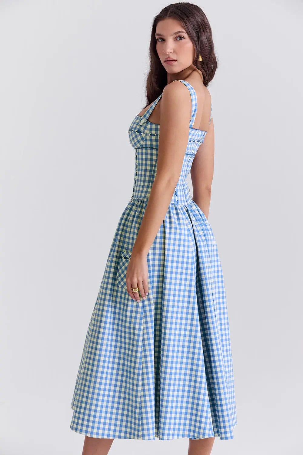 MAX for ME Robe "Margaux" en Vichy avec Détails Ruban et Poches