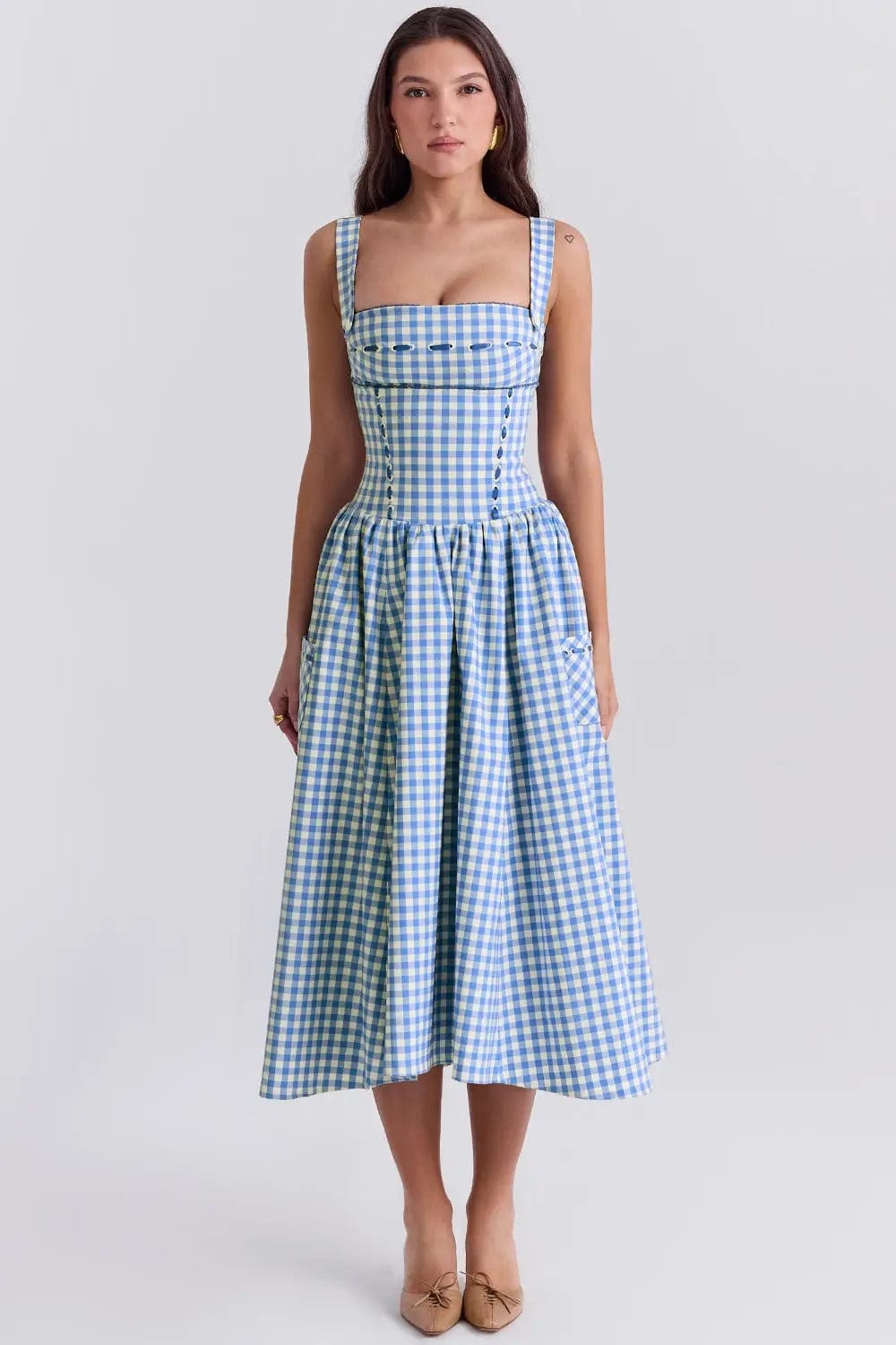 MAX for ME Robe "Margaux" en Vichy avec Détails Ruban et Poches