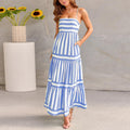 Robe maxi à niveaux rayés Bleu ciel / S MAX FOR ME