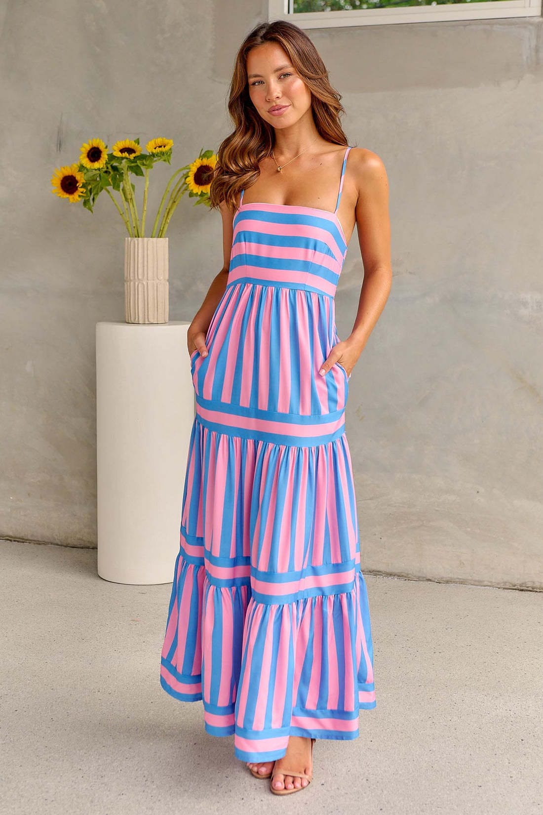 Robe maxi à niveaux rayés MAX FOR ME