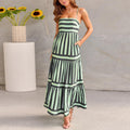 Robe maxi à niveaux rayés Vert Doré / S MAX FOR ME