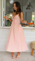 Robe maxi rayée à bretelles fines – Élégance estivale fluide Orange / S MAX FOR ME