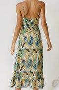 Robe Midi à Bretelles – Imprimé Feuilles Multicolores MAX for ME