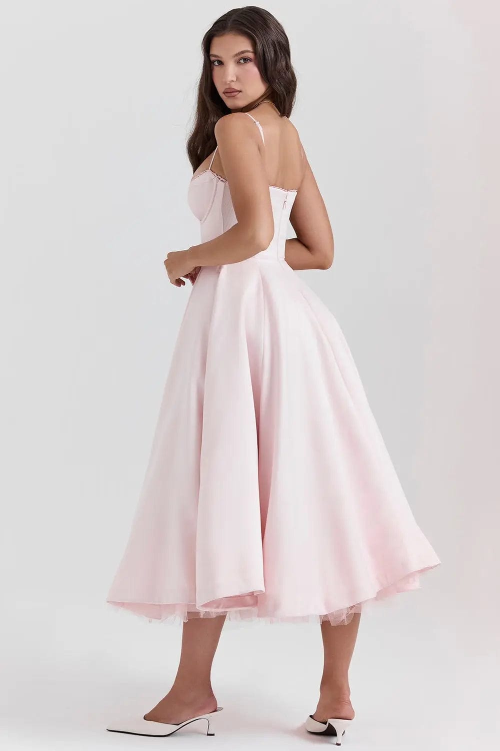 MAX for ME Robe midi Clara en satin duchesse avec corsage et jupe en tulle