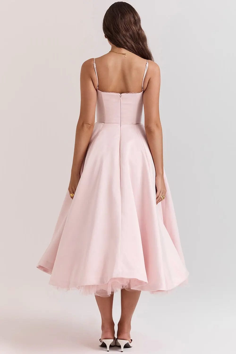 MAX for ME Robe midi Clara en satin duchesse avec corsage et jupe en tulle